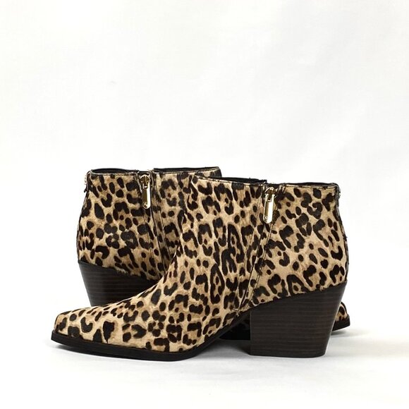 New Sam Edelman Walden Genuine Calf Hair Leopard Print Ankle Bootie 8 1/2 - Picture 3 of 9